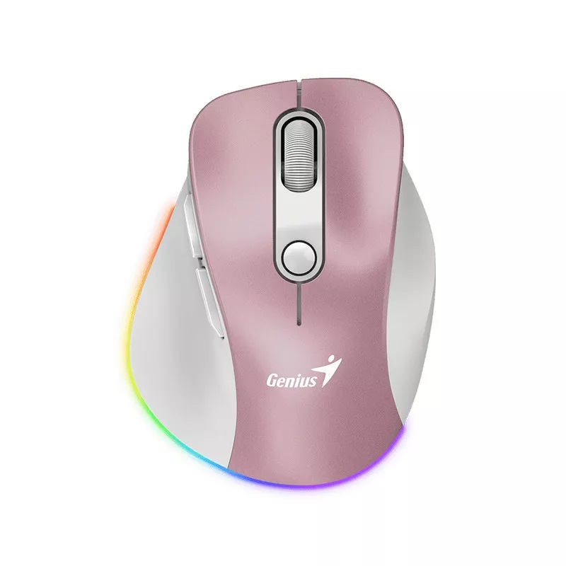 Genius Ergo 9000S Pro Pink punjivi ergonomski miš sa RGB osvetljenjem