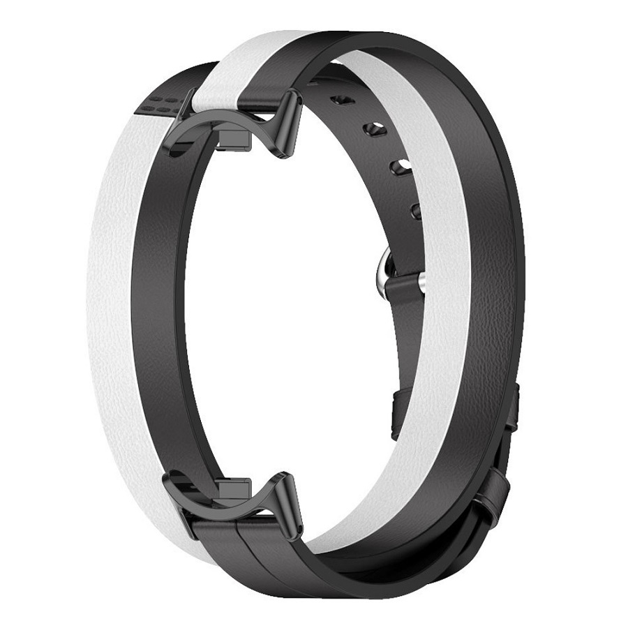Xiaomi Smart Band 8 Double Wrap crno-bela kožna narukvica
