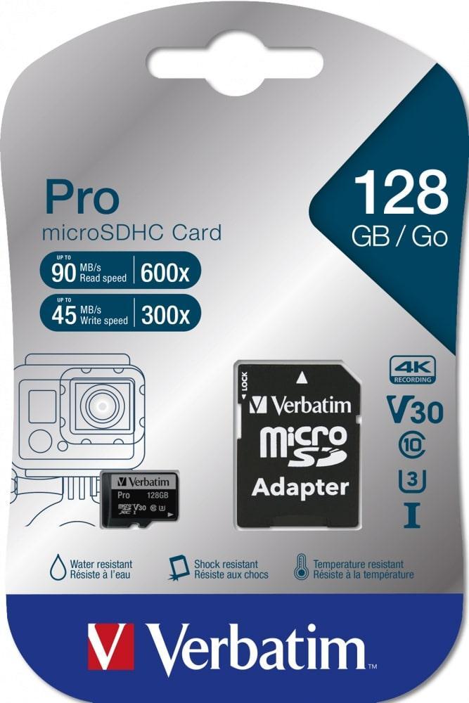 Verbatim Pro microSDHC U3 128 GB memorijska kartica sa SD adapterom