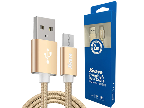 Xwave USB 2.0–Micro USB kabl 2 m, 2 A, zlatni pleteni