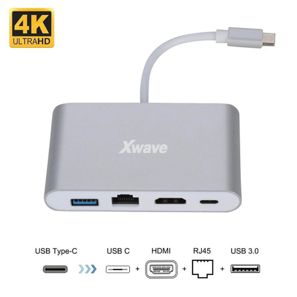 Xwave USB-C hub sa HDMI, USB 3.0 i RJ45 priključcima