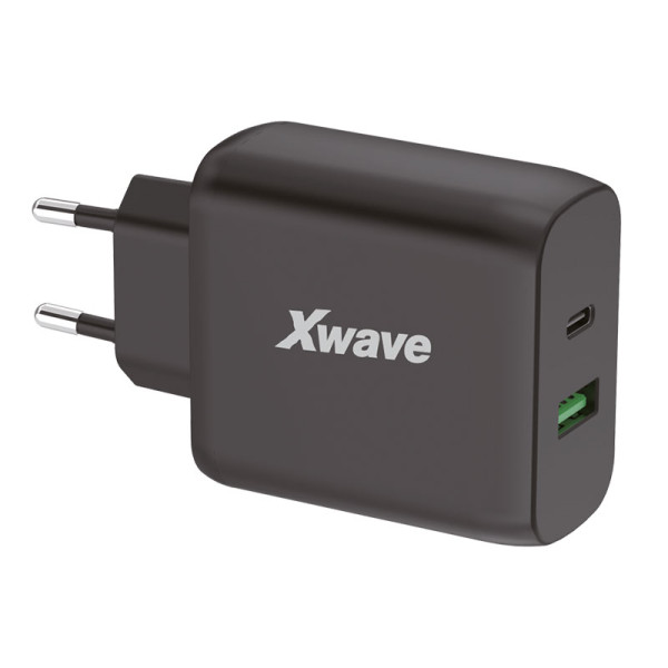 Xwave GaN65W-AC GaN punjač 65W USB-A + USB-C crni