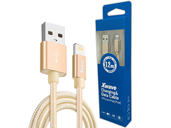 Xwave USB-A na Lightning kabl 1,2 m, 3A, zlatni pleteni