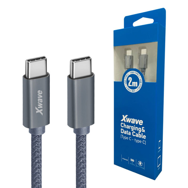 Xwave USB-C na USB-C kabl 2 m 3A 5 Gbps tamno sivi