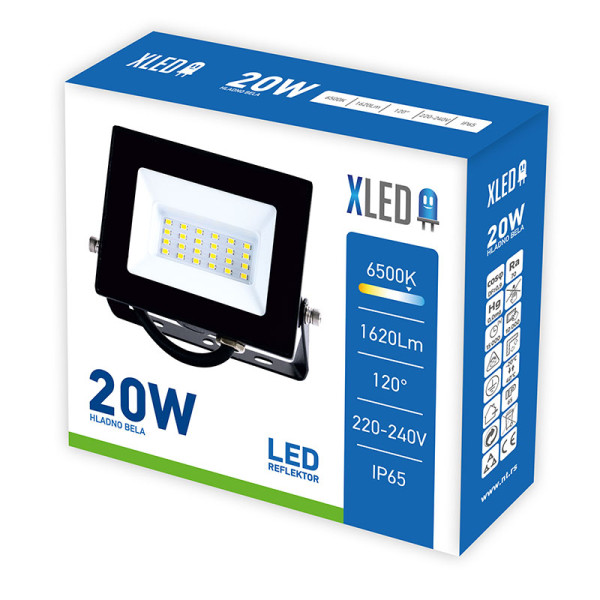 XLED LED reflektor 20 W 6500 K 1620 lm IP65 crni