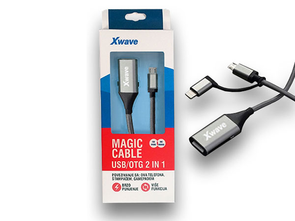 Xwave Magic Cable USB 2.0 OTG kabl 1 m, Micro USB i Lightning