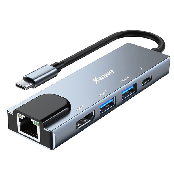 Xwave USB-C 5-u-1 port replikator sa HDMI, USB 3.0 i RJ45