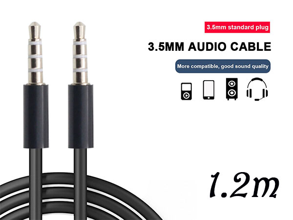 Xwave AUX audio kabl 3,5 mm na 3,5 mm, 1,2 m, crni
