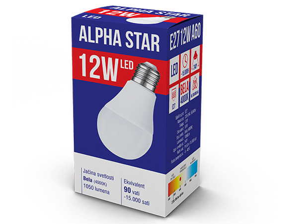 Alpha Star E27 12W LED sijalica 4000K, 1050 lm, bela