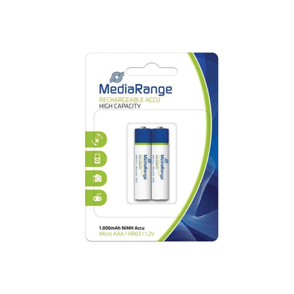 MediaRange Rechargeable Accu AAA NiMH punjive baterije 1000 mAh, 2 komada