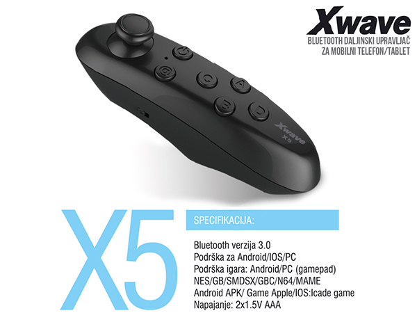 Xwave X5 Bluetooth daljinski upravljač za VR naočare, crni