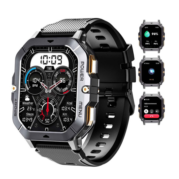 Oukitel BT101 Military pametni sat crni 2.02 inch AMOLED