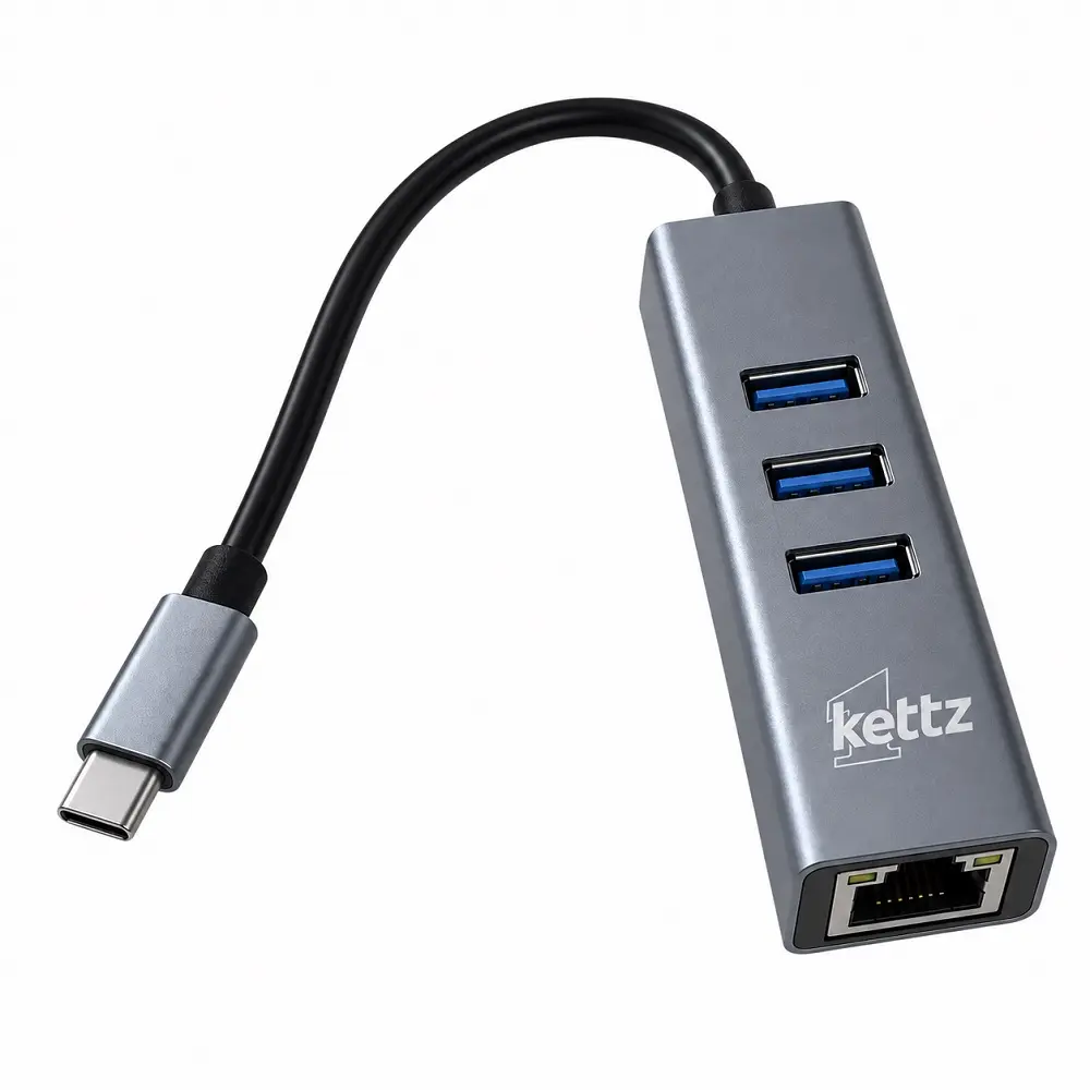 Kettz KT-UC41 USB Type-C hub 4-u-1 sa Gigabit LAN i 3x USB 3.0