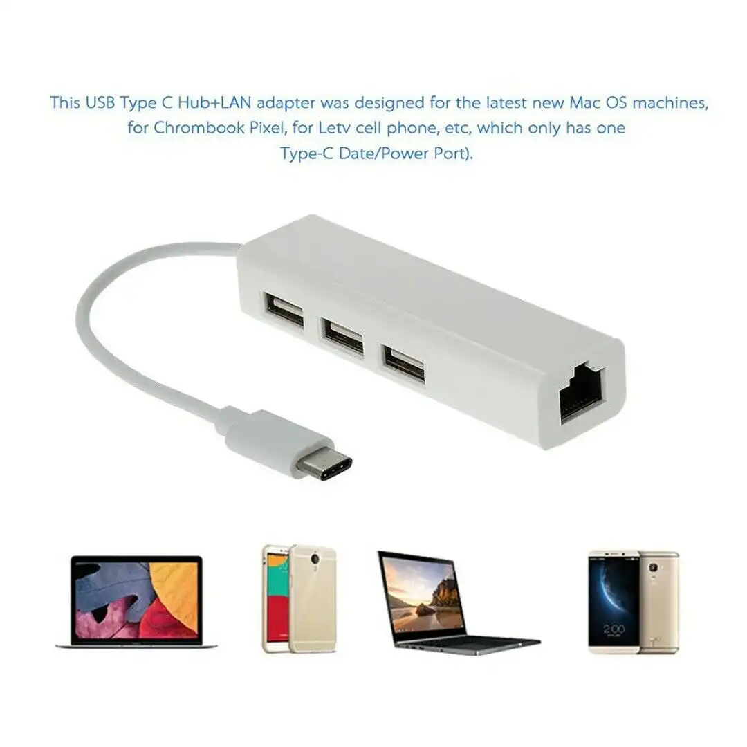 Kettz USB-C hub 4-u-1 sa 100M LAN i 3× USB