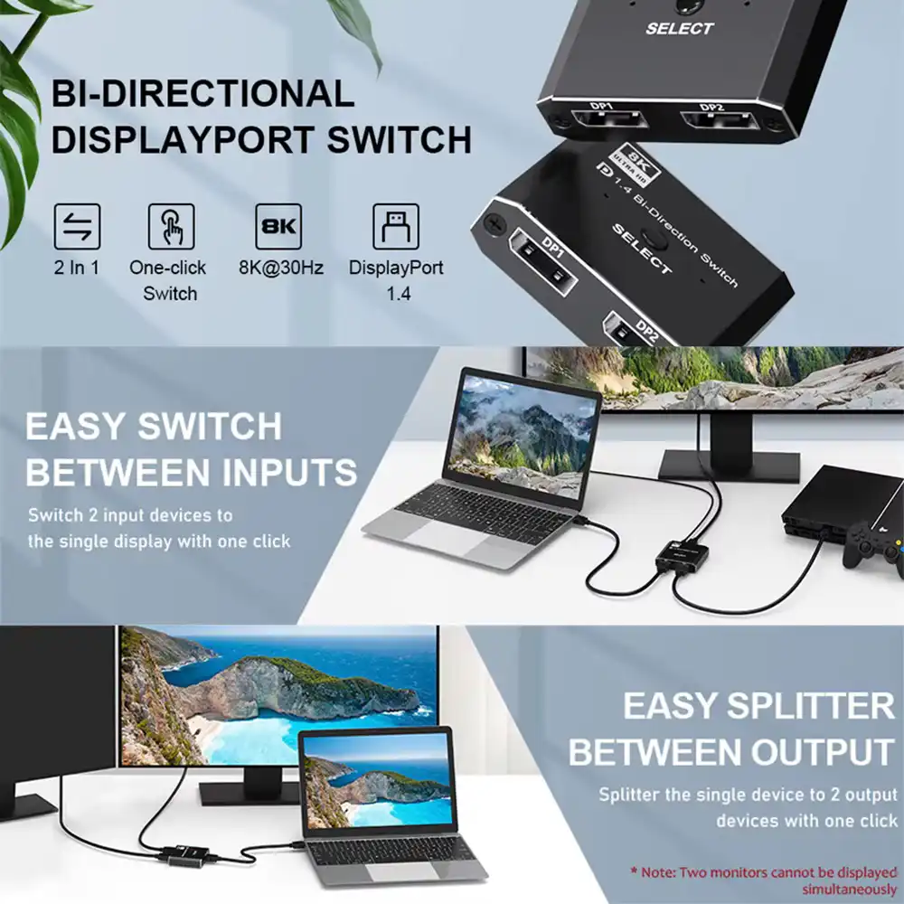 Kettz KT-DP201 DisplayPort 1.4 bidirekcioni switch 8K
