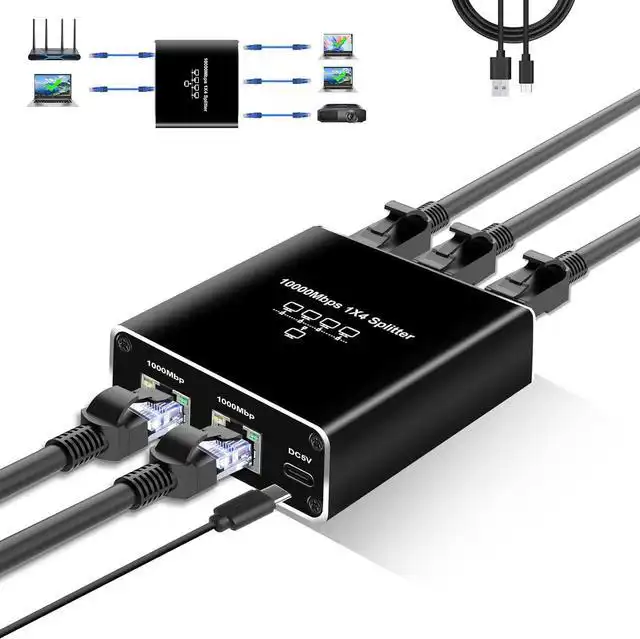 Kettz KT-ETS14 aktivni Ethernet razdelnik 1 na 4, 1000 Mbps