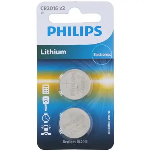 Philips CR2016 litijumske dugmaste baterije 3 V, 2 kom.