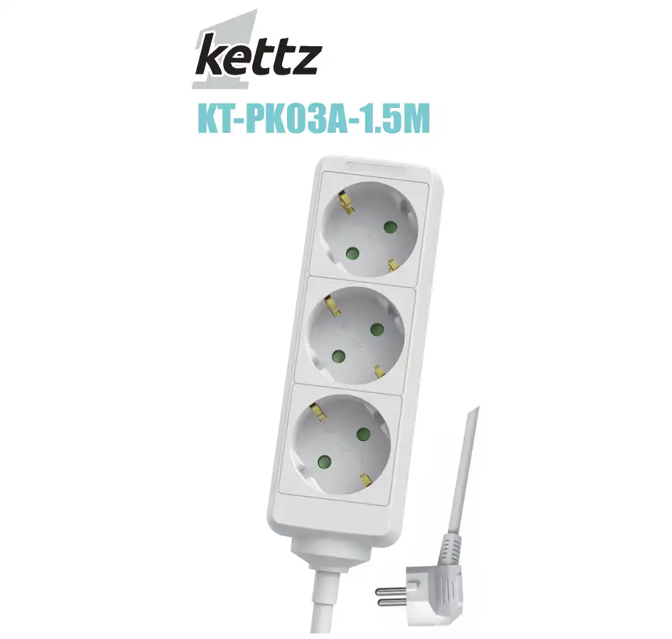 Kettz KT-PK03A-1.5M produžni kabl sa 3 utičnice, 1,5 m