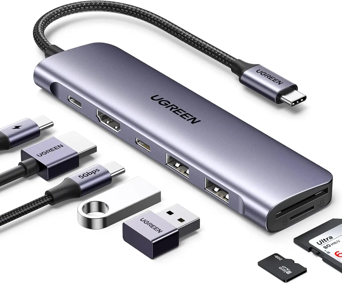 UGREEN Revodok CM195 (15214) USB-C hub 7-u-1, 4K HDMI, SD/TF
