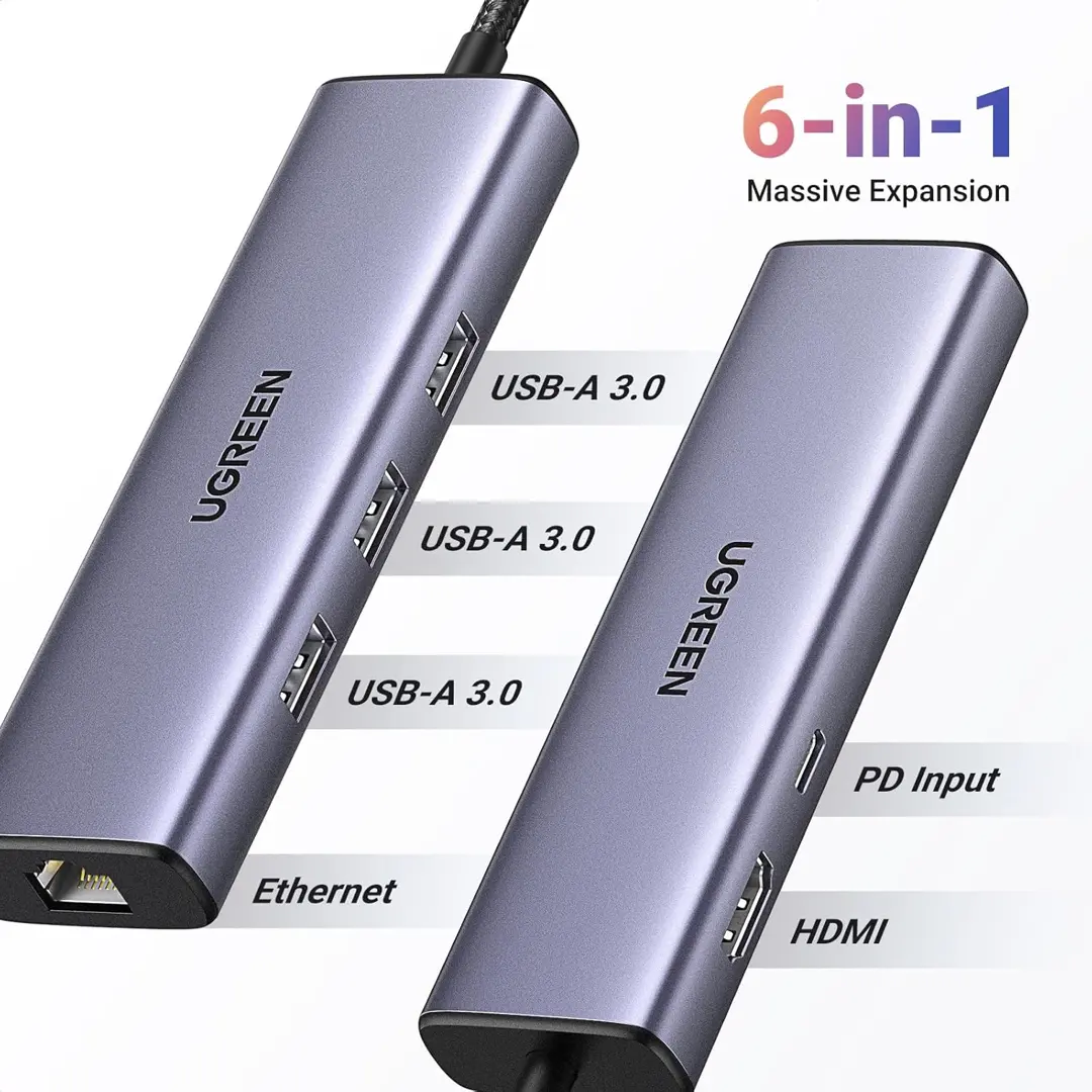 UGREEN Revodok CM512 (15598) USB-C hub 6-u-1, 4K HDMI, Gigabit Ethernet
