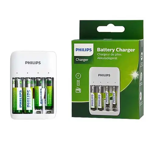Philips SCB2450NB punjač za AA i AAA NiMH baterije, 4 slota, USB