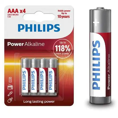 Philips Power Alkaline LR03P4B05 AAA baterije, 1,5 V, 4 komada
