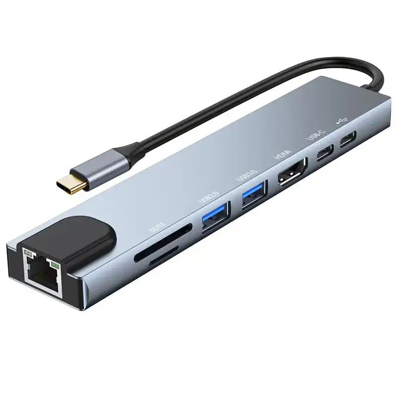 Kettz KT-801G USB-C HUB 8-u-1 sa 4K HDMI i LAN-om