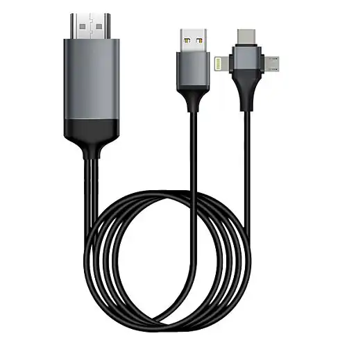 Kettz CIM-K020 3u1 konvertor Type-C, Lightning i Micro USB na HDMI 2K 60 Hz, 2 m