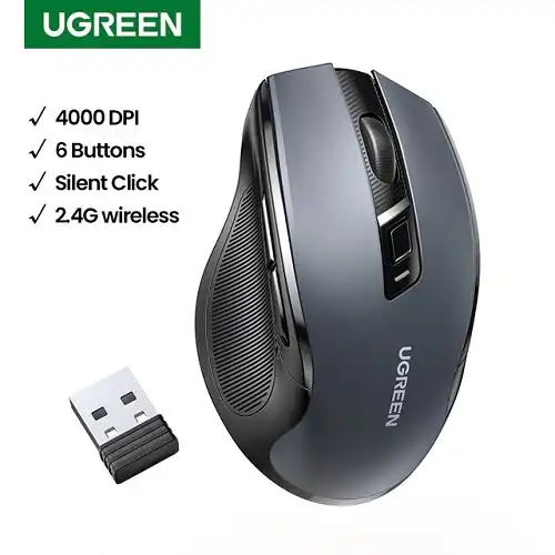 UGREEN MU006 bežični ergonomski miš 2,4 GHz, 4000 DPI, crni