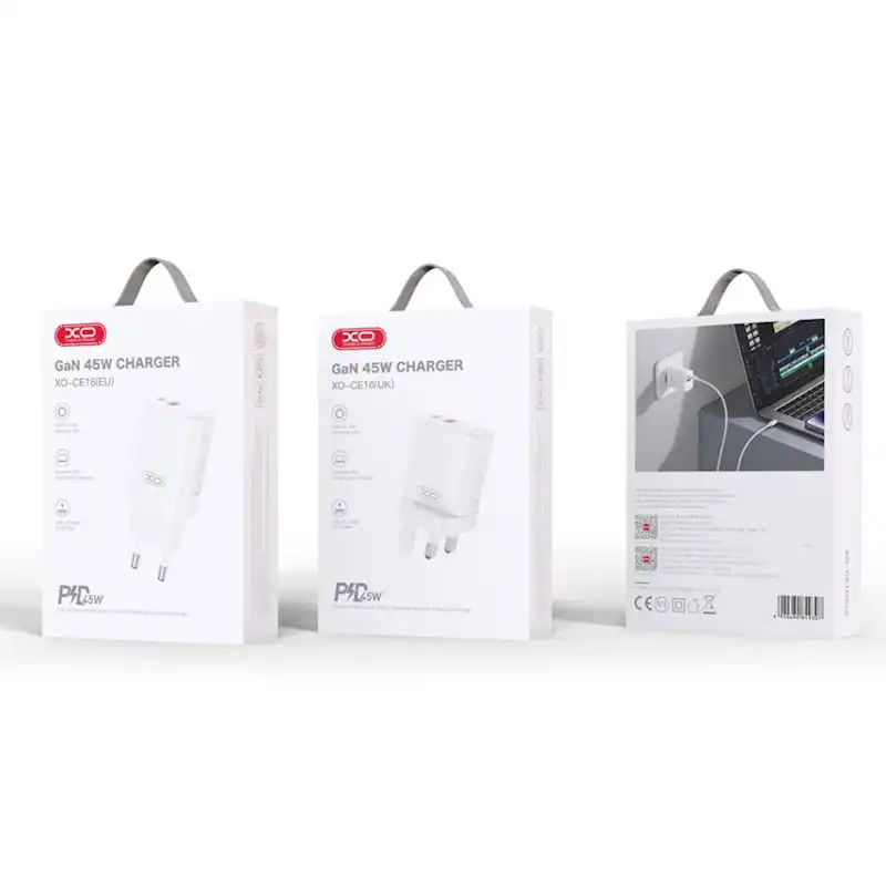 XO CE16(EU) GaN PD punjač 45 W, USB-C + USB-A, beli