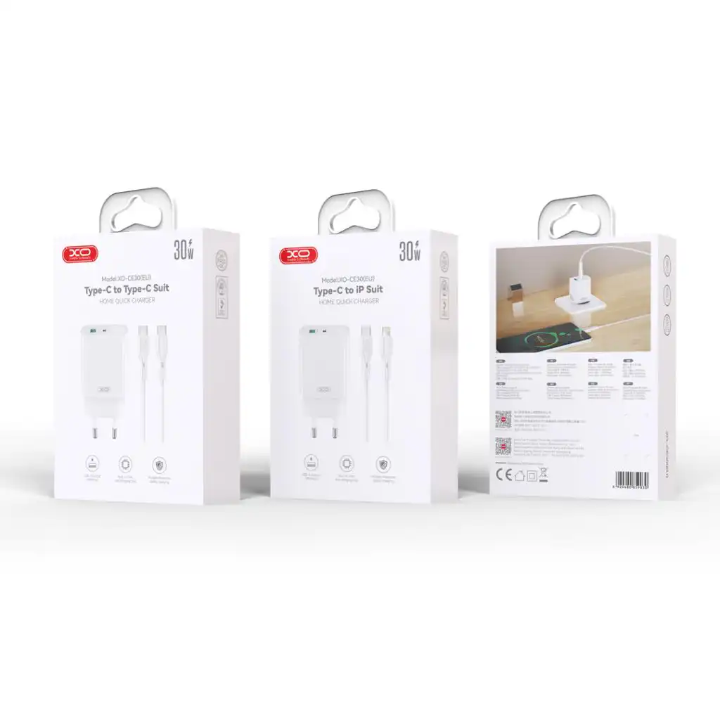 XO CE30 USB punjač 30 W PD/QC sa USB-C kablom