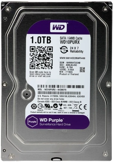 Western Digital WD Purple WD10PURX 1TB HDD za video nadzor, 5400 RPM