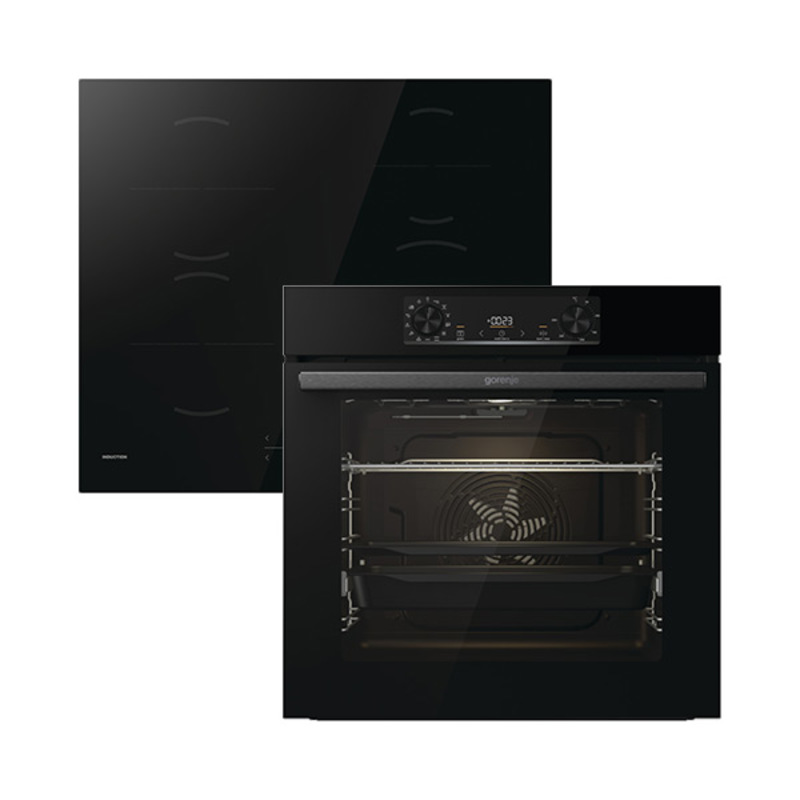 Gorenje Black Induction ugradni set, rerna 77 l i indukciona ploča