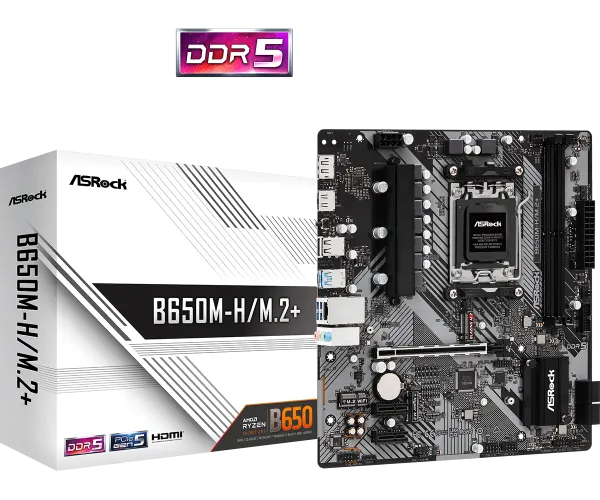 ASRock B650M-H/M.2+ microATX AM5 matična ploča, DDR5
