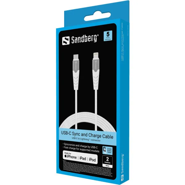 Sandberg 136-48 USB-C na Lightning kabl, MFi, 2 m