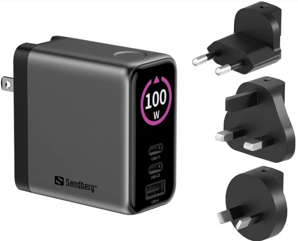 Sandberg Travel Charger PD100W Display 441-71 punjač 100 W sa putnim adapterima
