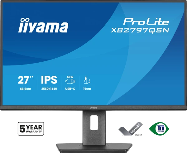 iiyama ProLite XB2797QSN-B1 27-inčni QHD IPS monitor sa USB-C dokom