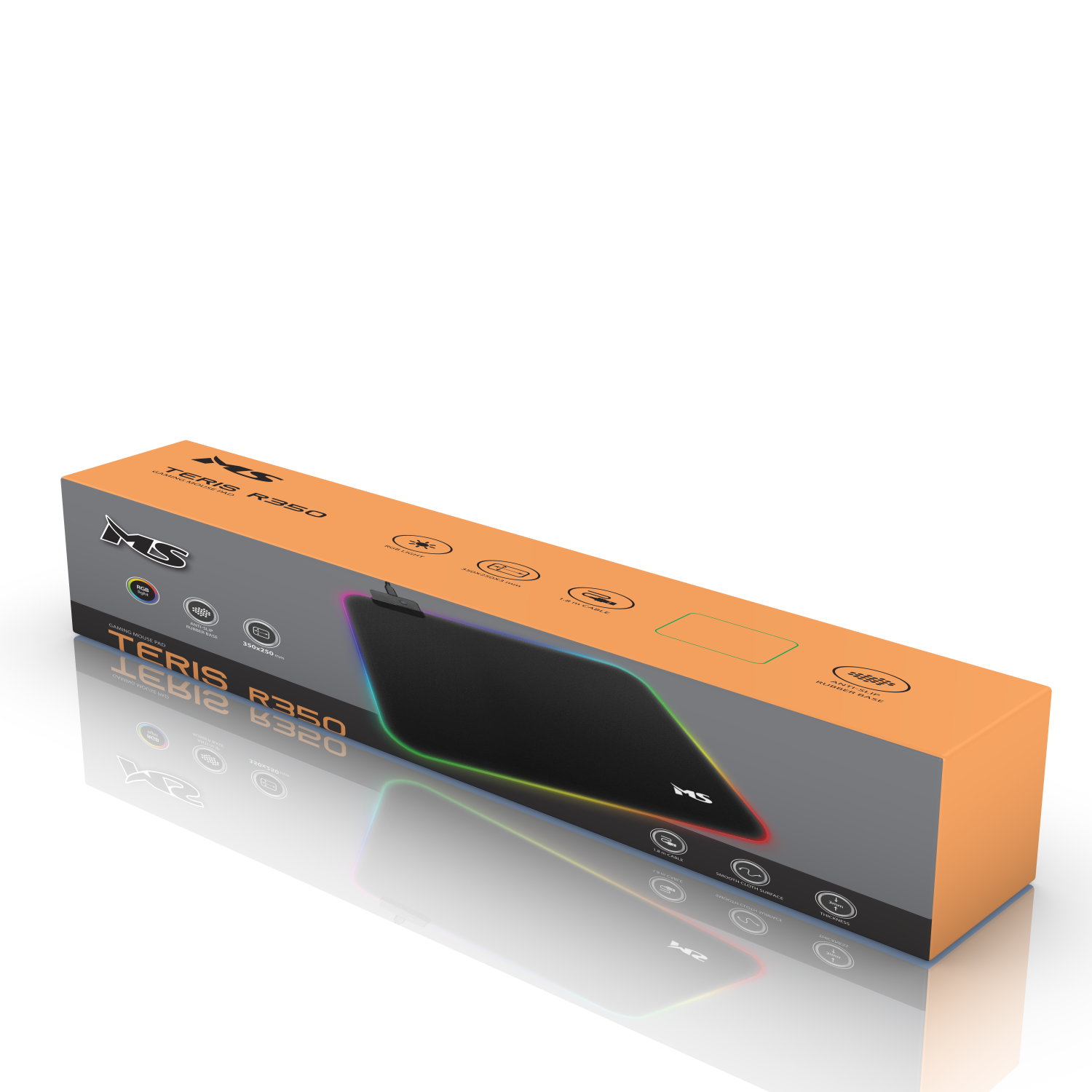 MS TERIS R350 RGB gejming podloga za miš, 350 × 250 mm