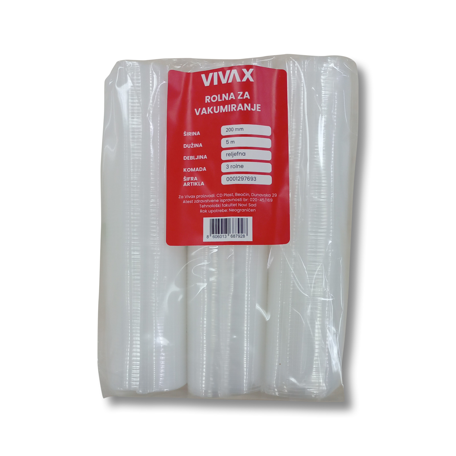 Vivax rolne za vakuumiranje 200 mm × 5 m, 3 komada