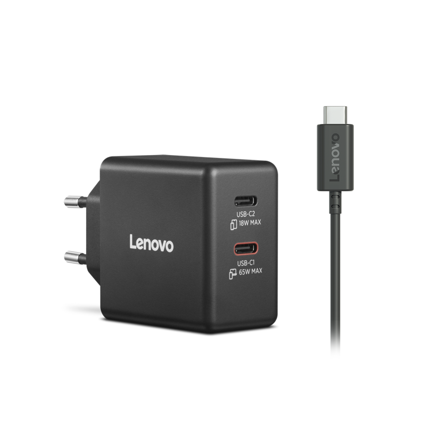 Lenovo Dual USB-C GaN punjač 65 W, 40AW065BEU