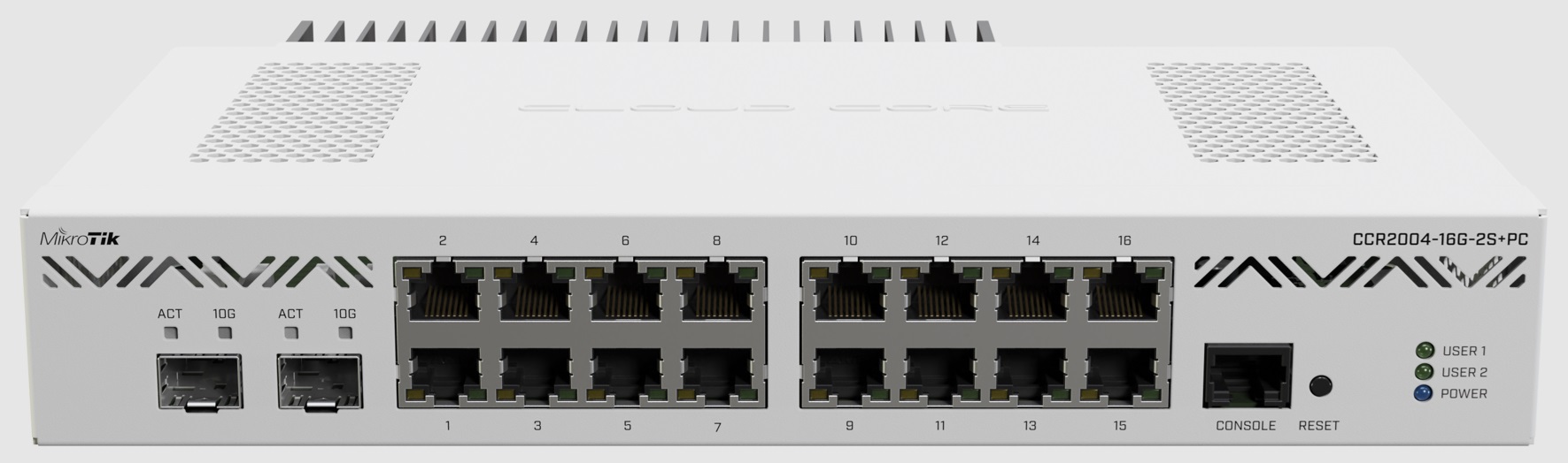MikroTik CCR2004-16G-2S+PC ruter sa 16 Gigabit i 2x10G SFP+