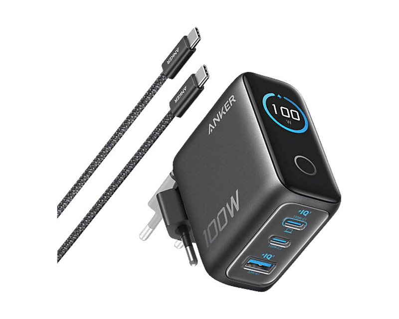 Anker B121B 100W GaN punjač sa 3 porta i USB-C kablom