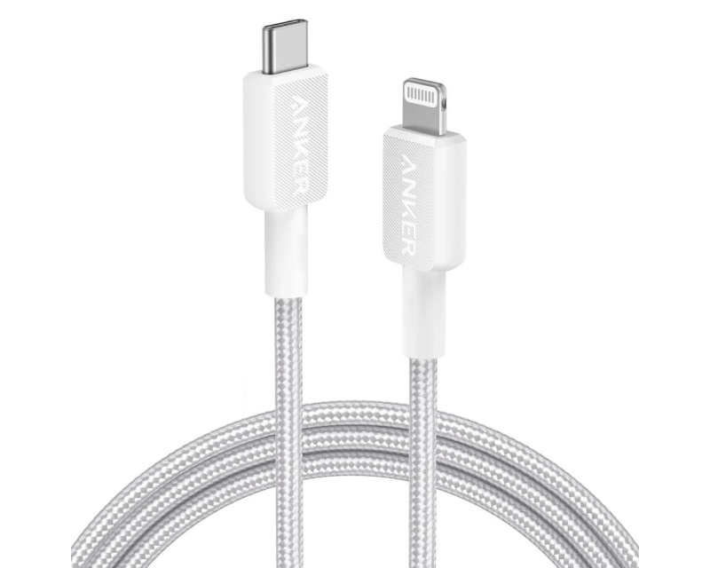 Anker 322 pleteni USB-C–Lightning kabl 0,9 m, beli