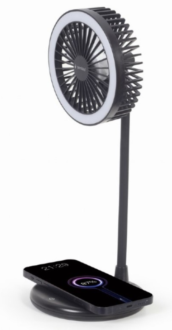Gembird TA-WPC10-LEDFAN-01 stoni ventilator sa LED lampom i Qi punjačem 10 W