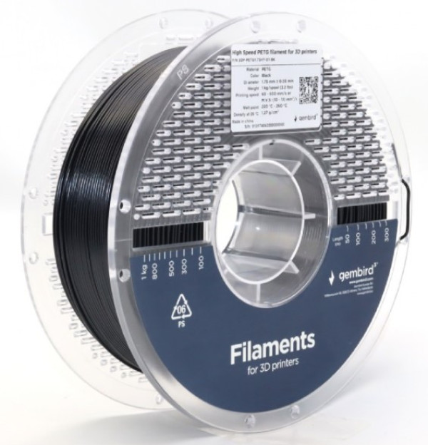 Gembird 3DP-PETG1.75HY-01-BK crni PETG filament 1,75 mm, 1 kg