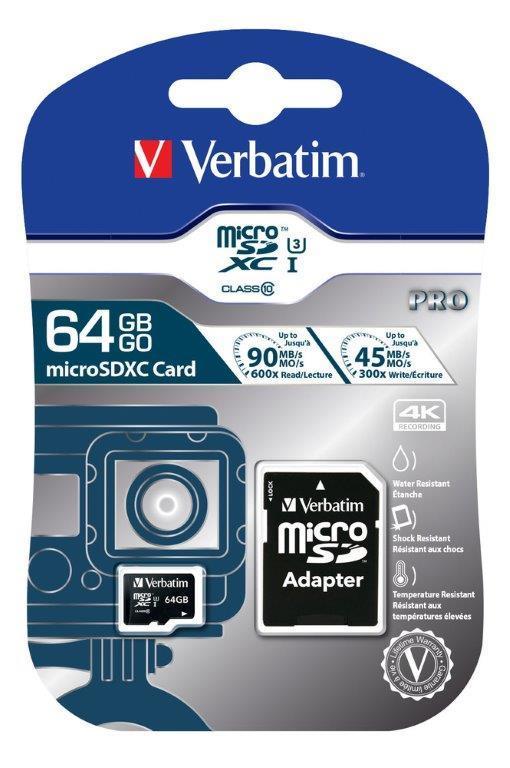 Verbatim Pro U3 microSDXC kartica 64 GB sa SD adapterom