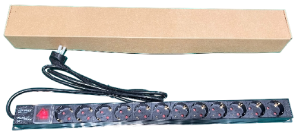 ExeLink 19″ 1U PDU sa 12 Šuko utičnica, kablom 2 m