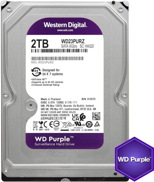 WD Purple WD23PURZ 2 TB SATA hard disk za video-nadzor