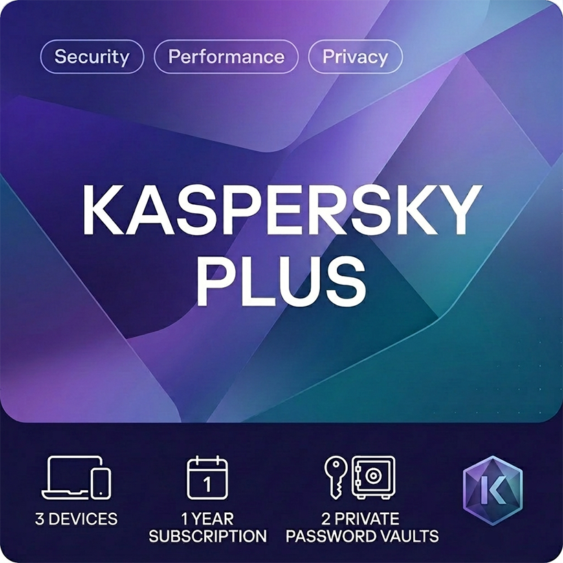 Kaspersky Plus antivirus i VPN za 3 uređaja, 1 godina