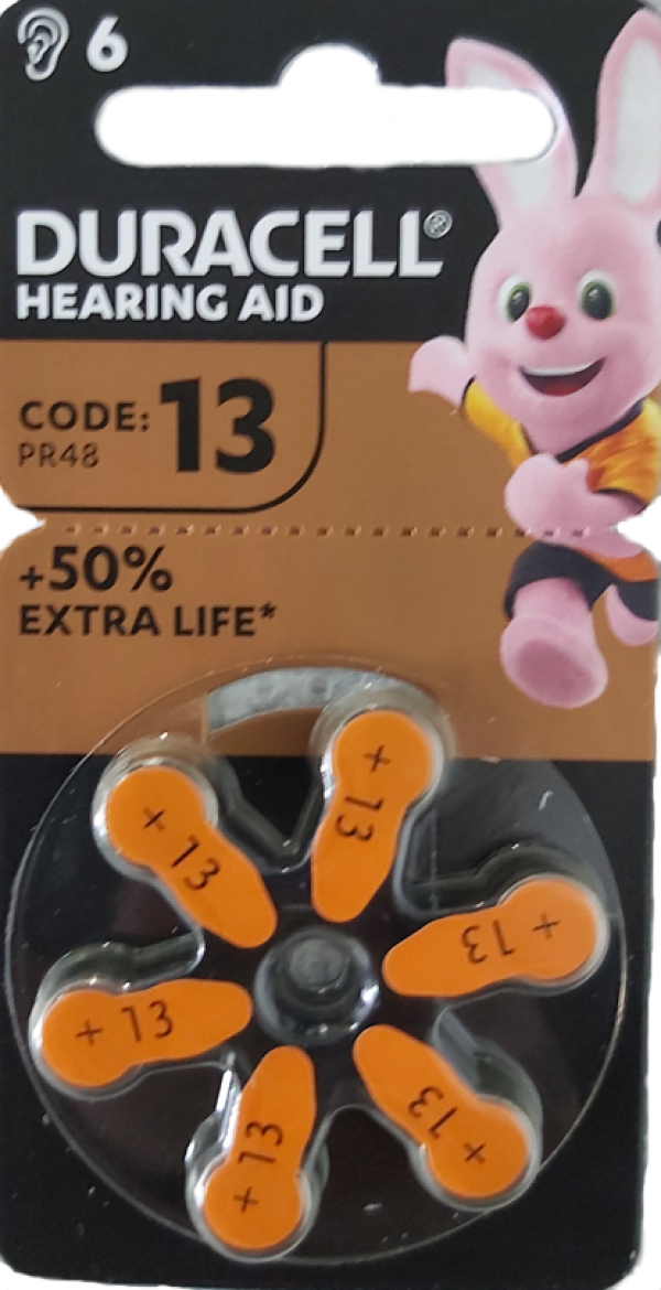 Duracell ZA13 (PR48) baterije za slušni aparat, 6 kom.